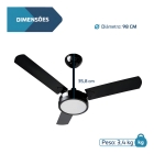 Ventilador De Teto Tron Citrino Led 3 Pás Preto