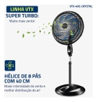 Ventilador De Coluna Super Turbo Mondial Vtx-40c-crystal 8 astas Diâmetro 40 cm
