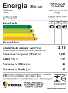 Ventilador Oscilante De Parede Ventisol New 3 Pás 50cm 1300rpm Preto