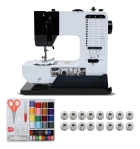 Máquina de costura portátil Wallecom para iniciantes com. Cor Preto e branco