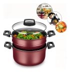 Leve 3 Em 1 Cozinhar No Vapor Caçarola Escorredor De Massa Cor Vermelho