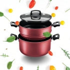 Leve 3 Em 1 Cozinhar No Vapor Caçarola Escorredor De Massa Cor Vermelho