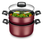 Leve 3 Em 1 Cozinhar No Vapor Caçarola Escorredor De Massa Cor Vermelho