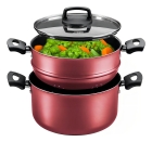 Leve 3 Em 1 Cozinhar No Vapor Caçarola Escorredor De Massa Cor Vermelho