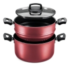 Leve 3 Em 1 Cozinhar No Vapor Caçarola Escorredor De Massa Cor Vermelho