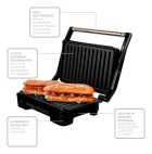Grill Sanduicheira Mallory Chefpro 900w Black Inox Antiaderente Com Coletor Gordura