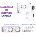 Máquina Costura Lanmax Lm-300 Eletrônica 24 Pontos - Cor Branco c/ Lilás