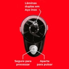 Mini Processador 500ml Lâminas Inox -vermelho 120w Kian -