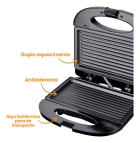 Sanduicheira Grill Elétrica Antiaderente Preto Sumay