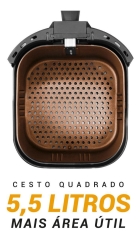 Air Fryer Philco 5,5l Cesto Quadrado 1500w Paf55a Cor Preto