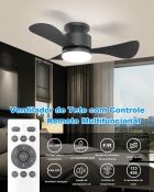 Ventilador De Teto Com Luz E Controle, Silencioso, 71 Cm, Com Motor Dc Reversível, Econômico Com Temporizador Para Quartos, Terraços
