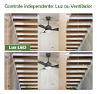 Ventilador De Teto Preto Moderno com Luz Led e Controle, Silencioso, Motor Dc Revers&iacute;vel, 3 Temperaturas De Cor, 6 Velocidades