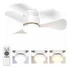 Ventilador De Teto Branco Com Luz E Controle Remoto, 3cct De Cor, 6 Velocidades, Embutido Silencioso e Reversível