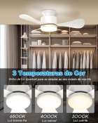 Ventilador De Teto Branco Com Luz E Controle Remoto, 3cct De Cor, 6 Velocidades, Embutido Silencioso e Reversível