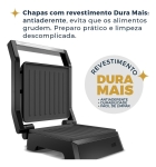 Grill Britânia Abertura 180º 520w Bgr06a Dura Mais Cor Preto