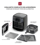 Fritadeira Elétrica Wap Air Fryer Oven Digital Black Inox 12 Litros com Revestimento Antiaderente