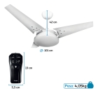 Kit Ventilador De Teto Pás De Mdf Branco/Branco Led 3000k Mira + Controle Remoto Bt-600 Preto Beltempo