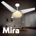Kit Ventilador De Teto Pás De Mdf Branco/Branco Led 3000k Mira + Controle Remoto Bt-600 Preto Beltempo