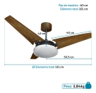 Ventilador De Teto Beltempo Mira Led 3000k Preto/imbuia Estrutura Preto Pás Imbuia Diâmetro 1.01 m Material das pás Madeira Quantidade de pás 3