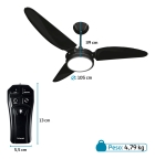Ventilador De Teto Preto Led 6500k + Controle Beltempo Diâmetro 1.05 m Material das pás Plástico Quantidade de pás 3