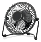 Ventilador De Mesa Port&aacute;til Pequeno Silencioso 14,9x14,6cm Estrutura Preto P&aacute;s Prata