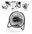 Ventilador De Mesa Port&aacute;til Pequeno Silencioso 14,9x14,6cm Estrutura Preto P&aacute;s Prata
