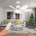 Ventilador De Teto Com Lâmpada Led E27 Flower Estrutura Branco Pás Branco Diâmetro 42 cm Material das pás Plástico Quantidade de pás 6