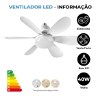 Ventilador De Teto Com Lâmpada Led E27 Flower Estrutura Branco Pás Branco Diâmetro 42 cm Material das pás Plástico Quantidade de pás 6