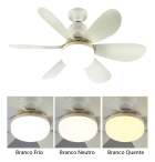 Ventilador De Teto Com Lâmpada Led E27 Flower Estrutura Branco Pás Branco Diâmetro 42 cm Material das pás Plástico Quantidade de pás 6