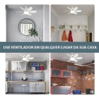 Ventilador de teto silencioso com 6 aspas, 3 velocidades, lâmpada LED, branco, 40W, Kaprot
