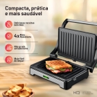 Sanduicheira e Mini Grill HQ 180º 1000W Antiaderente Inox HQ-SG002