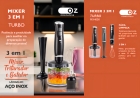 Mixer Turbo Chef 3 Em 1 250w Misturador Triturador E Fuet Sem Fio Portátil Mx4000 Oz