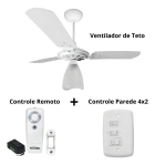 Ventilador Teto Com Controle Remoto Branco Ventex 3 Pás Diâmetro 101 Cm