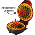Forma De Waffle Elétrica Mini Formato Clássico Redonda Cor Preto / Vermelho