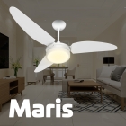 Ventilador De Teto Resistente A Maresia P&aacute;s De Policarbonato Branco/branco Led 3000k Maris Beltempo