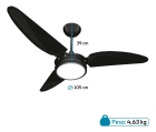 Ventilador De Teto Resistente A Maresia Pás De Policarbonato Preto/preto Led 3000k Maris Beltempo