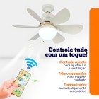 Ventilador De Teto Cor Branca Com Lâmpada Silencioso 6 Pás Com Controle Remoto Para Bocal - Dax Ilumine