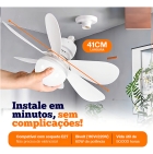 Ventilador De Teto Cor Branca Com Lâmpada Silencioso 6 Pás Com Controle Remoto Para Bocal - Dax Ilumine