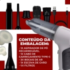 Aspirador De P&oacute; Mini Soprador 3em1 Usb Refil Port&aacute;til Recarreg&aacute;vel