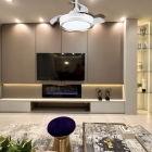 Ventilador Dourado Pás Retrátil Controle Remoto Led 3 Cores Estrutura Branco Pás Transparente Diâmetro 39.5 Cm Material Das Pás Acrílico