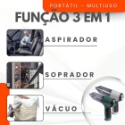Mini Aspirador De Pó Portátil Recarregável Soprador Usb Automotivo 3em1 Sem Fio Premium Vácuo Limpeza Carro Multifuncional Casa Verde Cinza