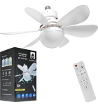 Ventilador De Teto Com Lâmpada Controle Remoto Estrutura Branco Pás Branco Diâmetro 16.5 Material Das Pás Plástico Quantidade De Pás 6 B&G SHOPPING