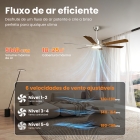 Ventilador De Teto Moderno 52" Com Luz E Controle Remoto, 6 P&aacute;s, P&aacute;s Duplas, Motor Cc Revers&iacute;vel Silencioso, Luz Led Regul&aacute;vel + 6 Velocidades