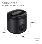 Panela De Arroz Elétrica 5L, 7 Xícaras, Cozimento A Vapor, Preta - Midea