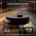 Robô Aspirador de Pó Velds 3 em 1 ? Varre Aspira e Passa Pano com Mapeamento via App e Sensor Antiqueda, Preto