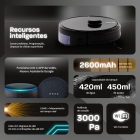 Robô Aspirador de Pó Velds 3 em 1 ? Varre Aspira e Passa Pano com Mapeamento via App e Sensor Antiqueda, Preto