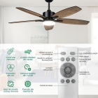Ventilador De Teto Led Com Controle Remoto, Motor Dc Reversível Silencioso, Econômico, Diâmetro 106,7cm, Ideal Para Quarto, Sala Ou Escritório
