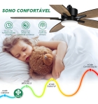 Ventilador De Teto Led Com Controle Remoto, Motor Dc Reversível Silencioso, Econômico, Diâmetro 106,7cm, Ideal Para Quarto, Sala Ou Escritório