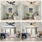 Ventilador De Teto 5 Pás Com Controle Remoto E Luz, 6 Velocidades, Motor Dc Reversível, Silencioso, Econômico, Timer, Pás Dupla Cor (madeira/preto)