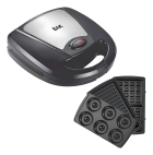 Sanduicheira Grill Elétrica Multifuncional Antiaderente 3 Em 1 Rosquinhas Waffle Assados Cor Preto